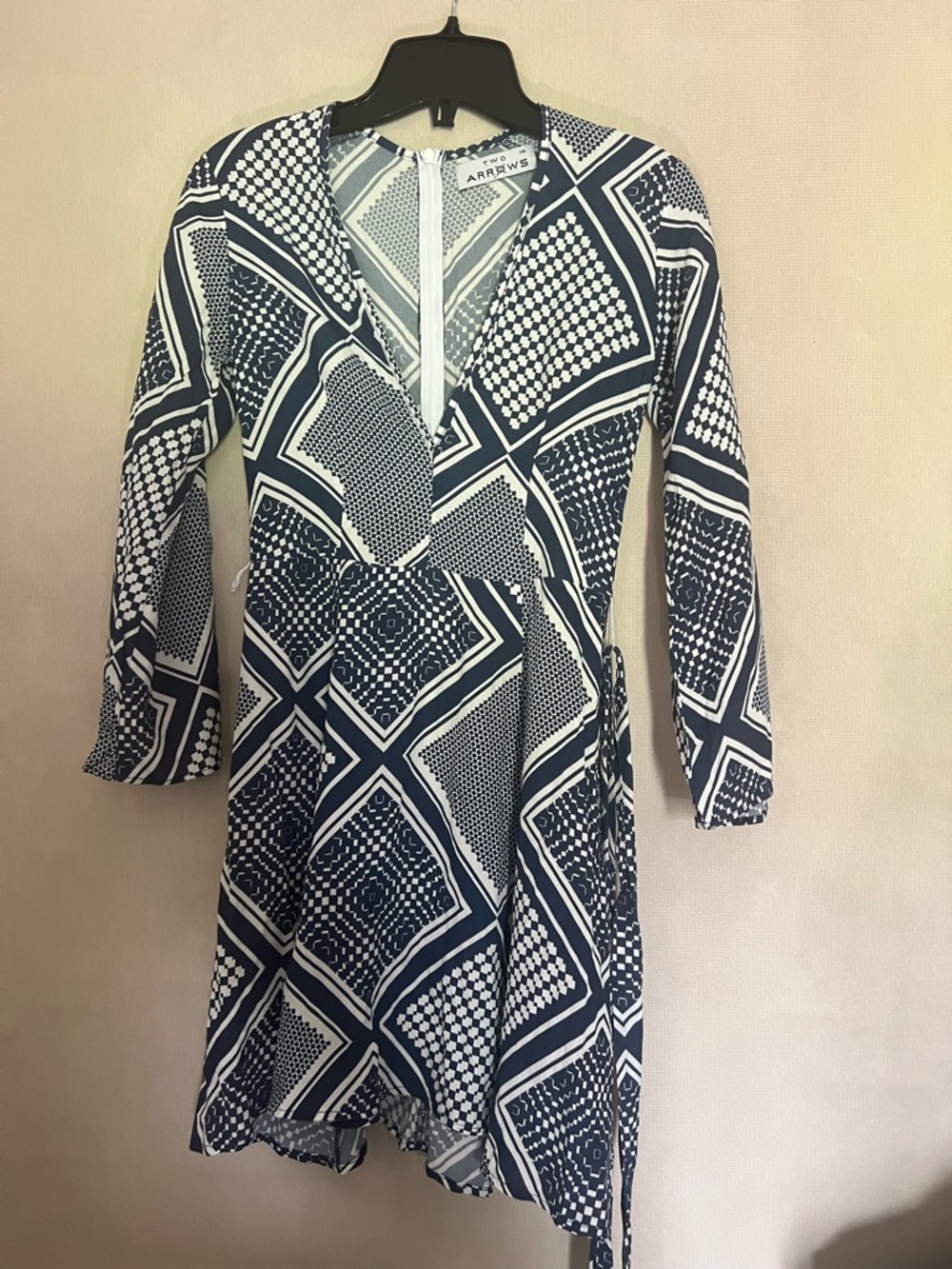 ARROWS Navy & White Geometric Wrap Dress